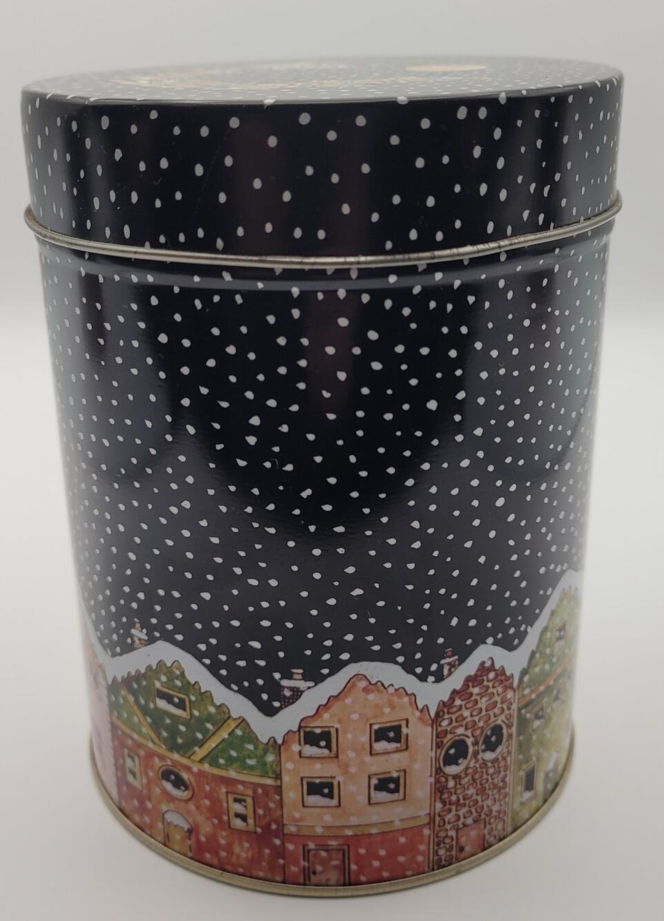 Set of Lynn Gates Nesting Christmas Tins Snowy Town with Santa on Lid